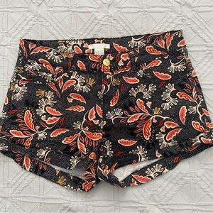 H&M High Waist Floral Women's Shorts - Red and Black